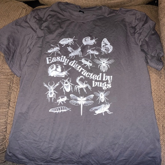 ROMWE Tops - ROMWE Charcoal T-Shirt easily distracted by bugs-never worn